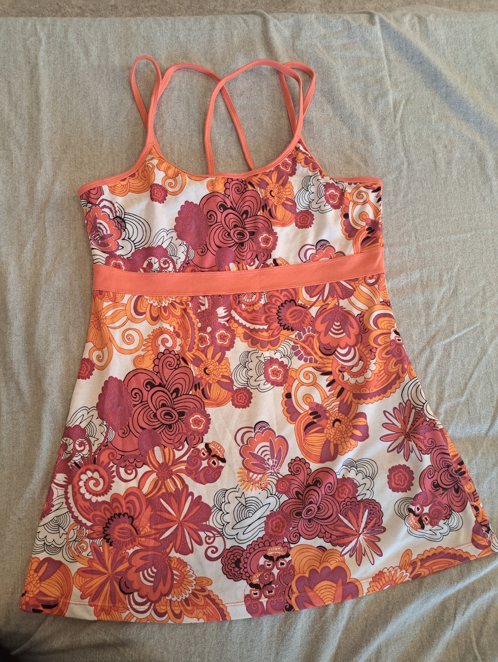 PrAna Breathe Kaley Tunic Top Tank top Claret Flower Power Strappy  Large
